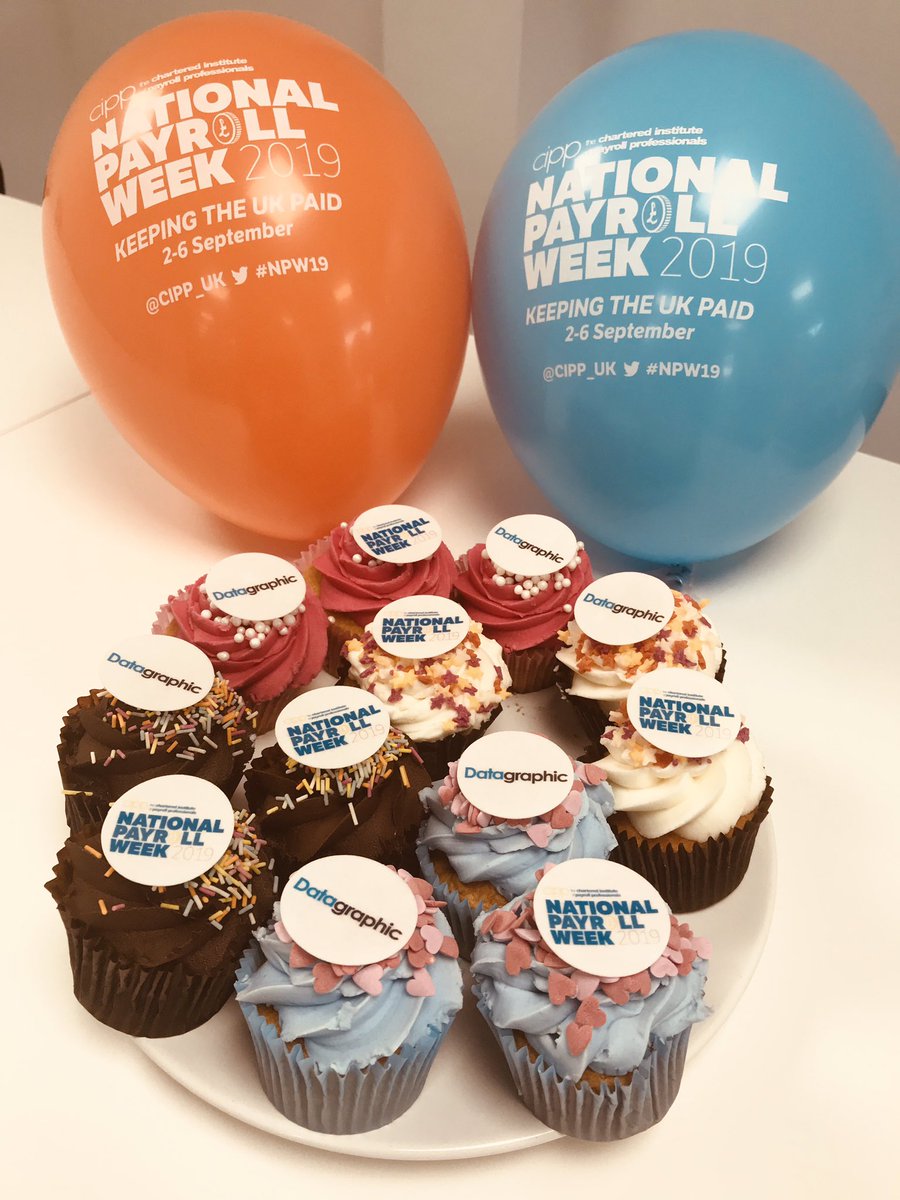 Datagraphic1's tweet photo. Day 2 of @CIPP_UK National Payroll Week and we’re celebrating all things #payroll at our head office with #NPW19 cupcakes! 🧁 #KeepUKPaid #BePayroll https://t.co/vv26jE1VMd
