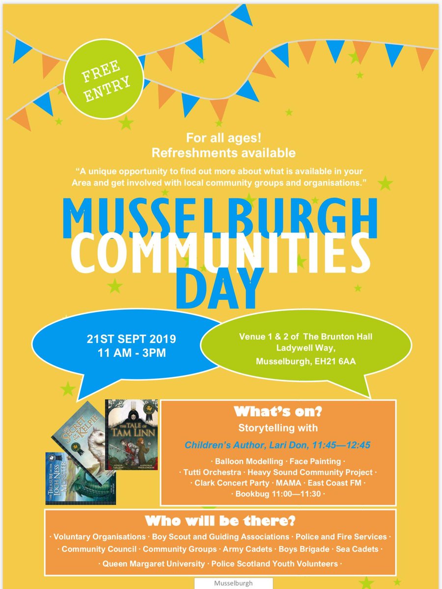 bridgeslothian's tweet photo. Bridges Project staff are excited about attending the @MusselburghAP Communities Day event on Saturday 21st September #Charity Tuesday #AllWecome #Networking #LocalPlan #Inclusion #HaveYourSay #Future #Awareness #Community #Fun #FacePainting #Children'sAuthor #BalloonModelling https://t.co/ZDLXb4Y1vk