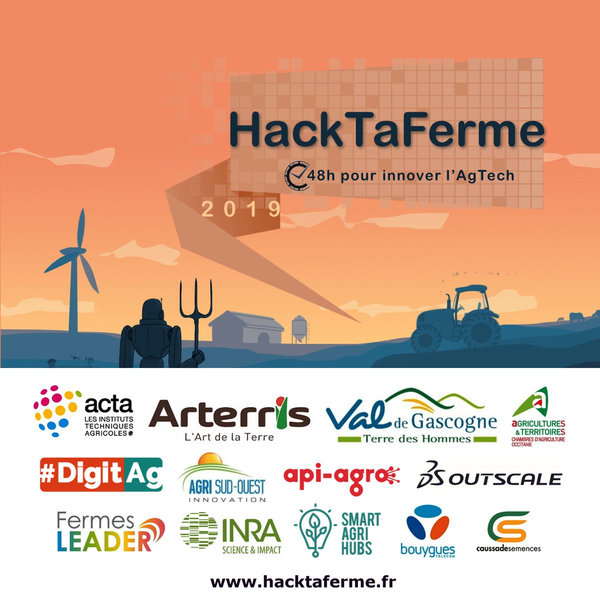 HackTaFerme's tweet photo. ⚡️ “HackTaFerme 2019, un hackathon chez et pour les agriculteurs du Gers !”
https://t.co/qAzz9h2D90
@ACTA_asso @ARTERRIS11 @ValdeGascogne @ChambagriFrance 
@DigitAgLab @AgriSOI @API_AGRO @outscale @Fermes_LEADER @Inra_France
@bouyguestelecom @CSemences https://t.co/k4wrwZYZTz
