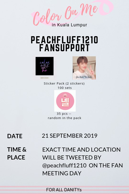 peachfluff1210's tweet photo. HELP RT✨

Peachfluff1210 Fan Support  #ColorOnMeInKL 

🍑100 Sets of Square Stickers

🍑Will tweet on that day where I will be 

🍑Just come say Hi and collect (don't crowd I sked)

🍑 No taking for friends 

 #ColorOnMeInMY #KANGDANIELinKL #KANGDANIELinMY #KANGDANIEL #강다니엘 https://t.co/KRwzKIMoPz