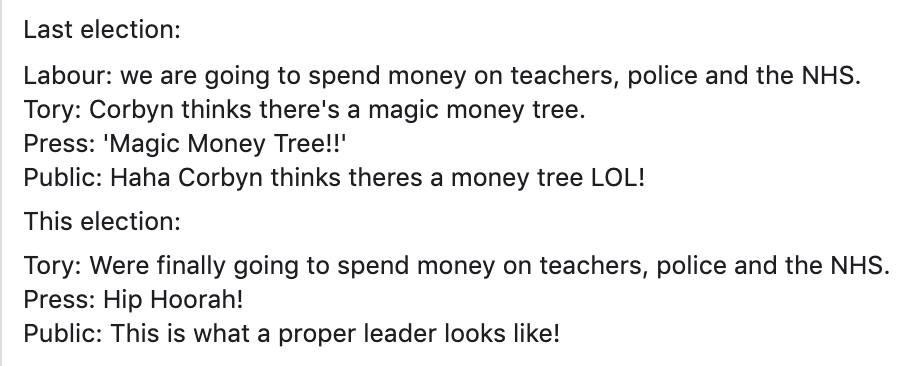 Magic Money Trees grow on every corner & are being harvested for the benefit of all*  #EngCon  #BrexitBrother*to replace the public service deficit Tory austerity cuts & return us to pre-Tory levels, but presented as bonus spending