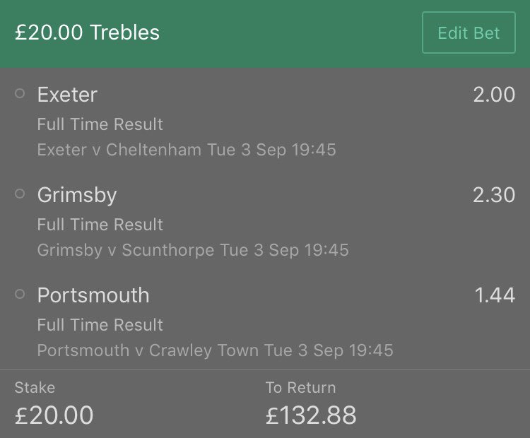 _HonestTipster's tweet photo. π EFL TROPHY TREBLE! π
Here it is! π₯π₯
Check out our bet of the day below!
Paying around 5/1 π°π
ππ½ππ½ππ½
#betoftheday #botd #bet #acca #football #footy #sundayacca #HonestTips #efltrophy #efl #tips https://t.co/E3XMysKtMX