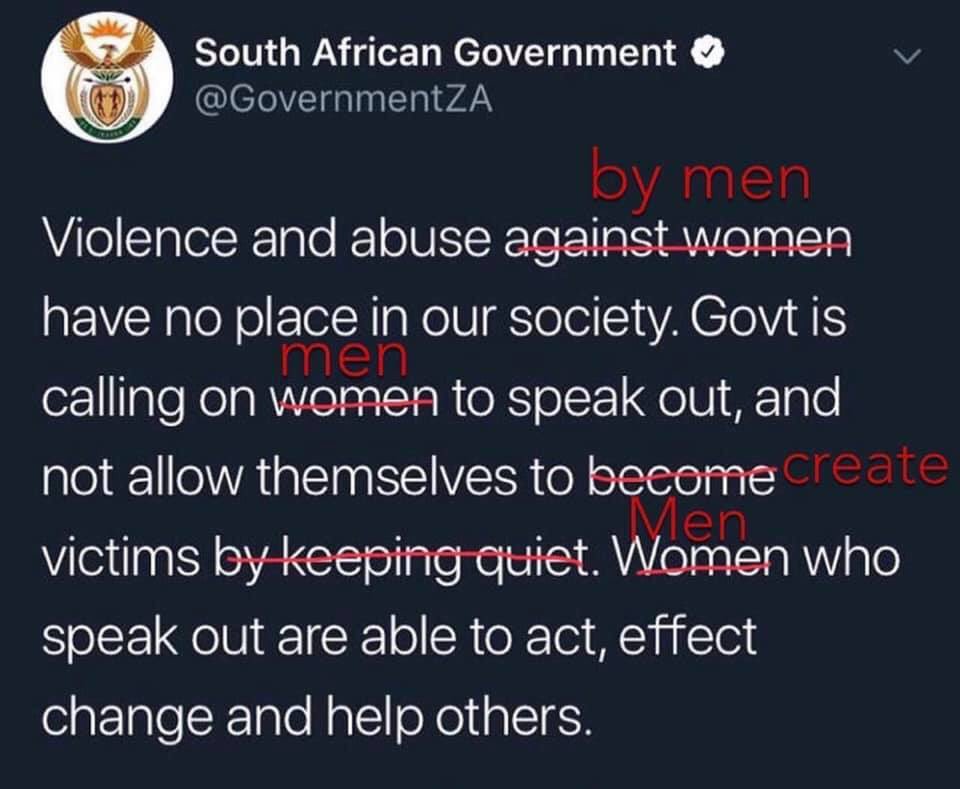 TinaTinde's tweet photo. Please @GovernmentZA see the edits thank you #EndGBV #smashpatriarchy #SouthAfrica #Goal5 #MenSpeakingOut https://t.co/AXiEsr3uqP