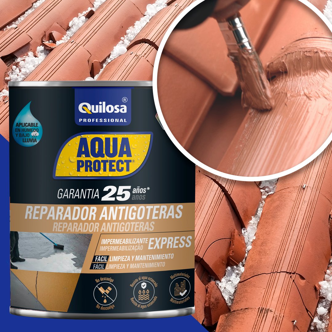 QuilosaSLU's tweet photo. 📢 Para todos los afectados por las pasadas lluvias y granizo. Podéis reparar fugas, bajantes, canalizaciones, tuberías, desagües, tejas,... con #AQUAPROTECT reparador antigoteras.
¡Un #Impermeabilizante EXPRESS para toda superficie! https://t.co/sGp6sO9t5e