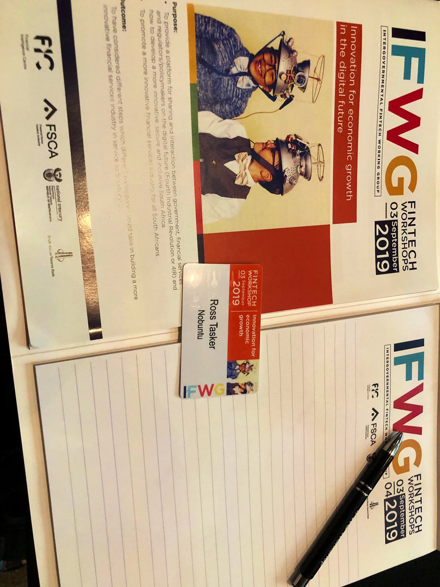 So great to be taking part in the <a href="/SAReserveBank/">SA Reserve Bank</a> IFWG Fintech workshop - Innovating for Economic Growth. Looking forward to hearing how inclusion is being facilitated at a regulatory level! @FSCA_ZA