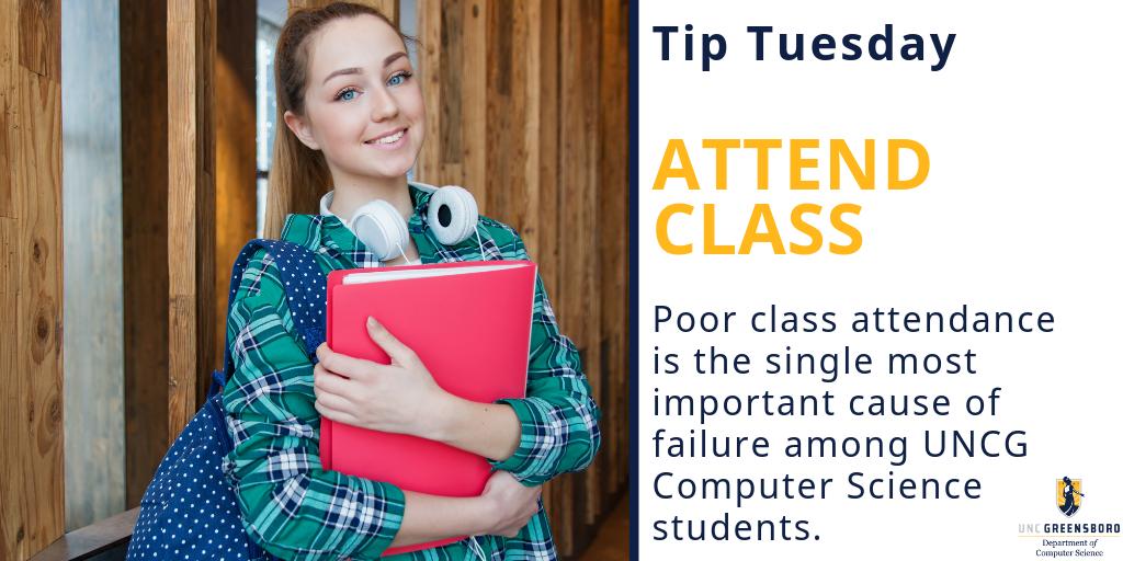 UNCG_CompSci's tweet image. We want to see you in class!
#TuesdayTips #tuesdaytip #UNCGCompSci