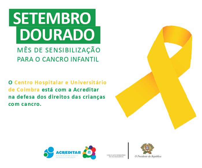 SETEMBRO DOURADO - Mês de Sensibilização para o Cancro Infantil

O CHUC está com a Acreditar na defesa dos direitos das crianças com cancro 🎗️