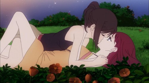 Shinsekai yori the anime have homosexuel relationships. Homosexuality is quite literally a phase in the story society and it honestly made me uncomfortable.I don't know if the manga treat the characters the same way.