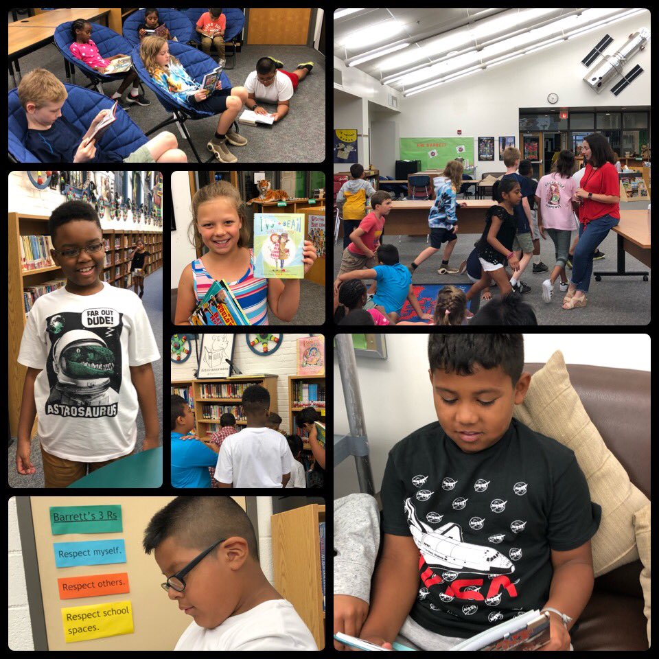 lsullivan's tweet photo. Barrett 4th grade students eager to find library books and read on the first day back to school @KWBLibrary @KWBSigal @APSLibrarians #APSBack2School #KWBPride #NASAExplorerSchoolSpirit #shirt #Back2School https://t.co/CYJCmRRcxz