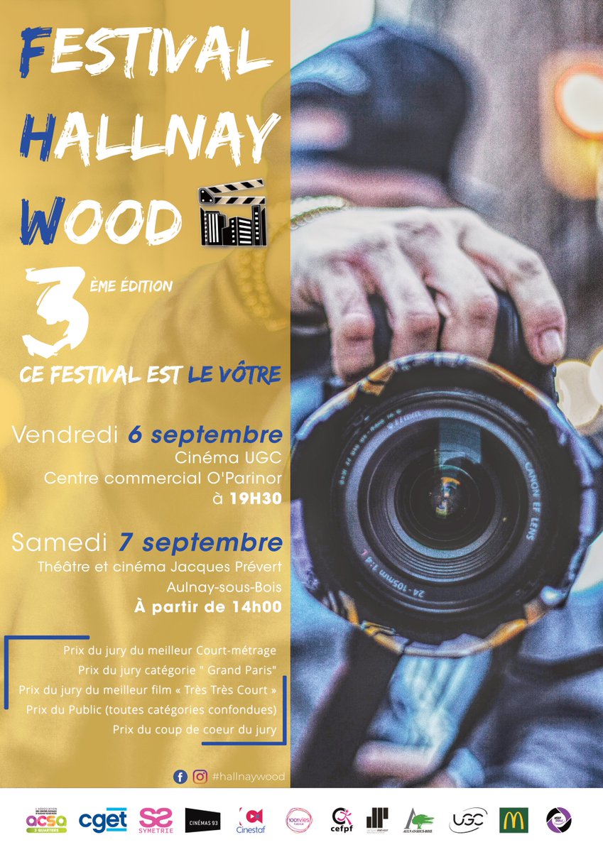 📽️ 3ème édition du festival de courts-métrages 'Hallnaywood' ! Découvrez les films lauréats cette année ce vendredi 6 septembre à 19h30 à @oparinor et ce samedi 7 septembre à 14h au @TCPrevert ! ➡️ aulnay-sous-bois.fr/agenda/loisirs…