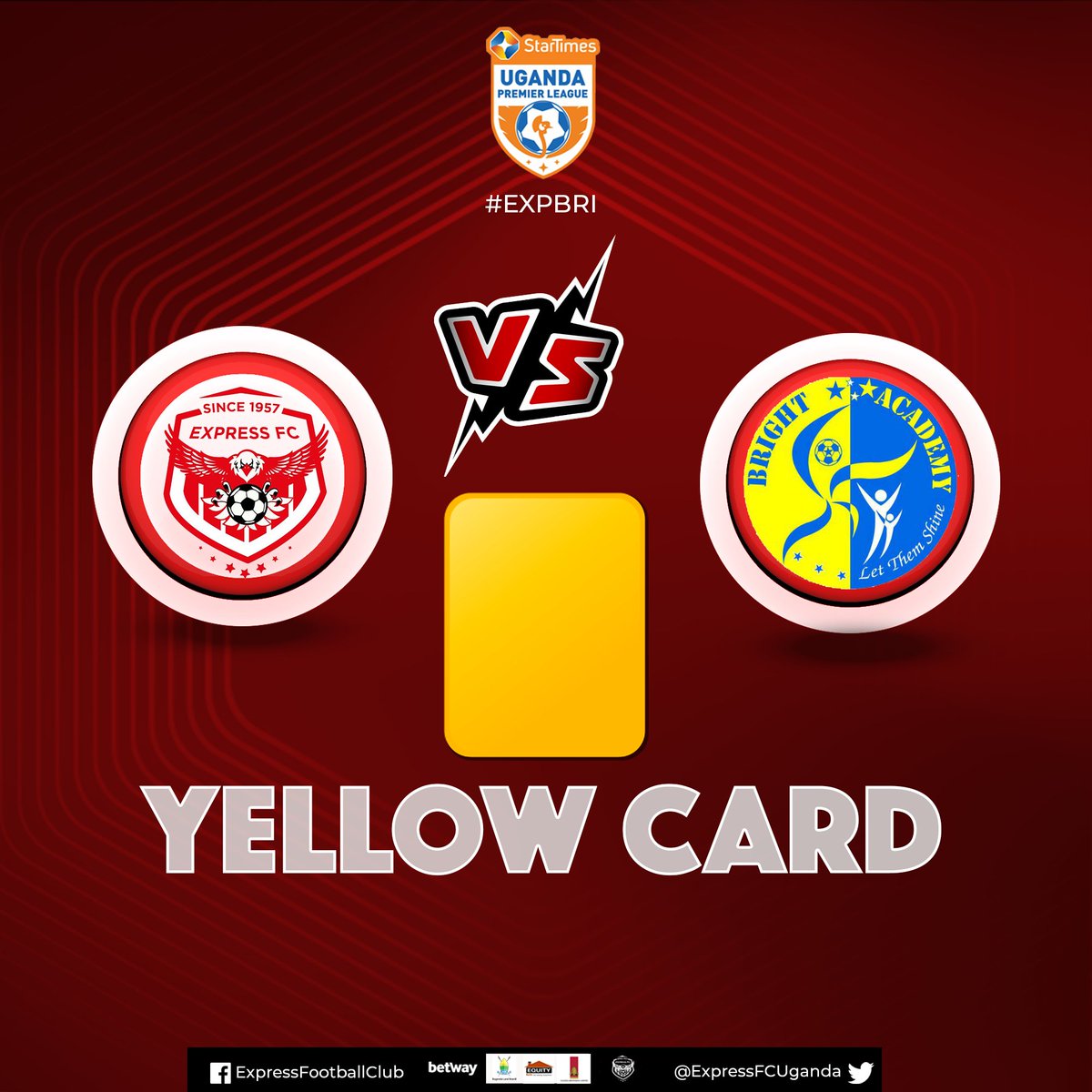 ExpressFCUganda's tweet photo. 37โ Express 1-0 Bright Stars
Yellow to Denis Sserukwaya
The resultant free kick goes over the bar.
#EXPBRI #COYRE ๐ด https://t.co/K92hGyTNuv