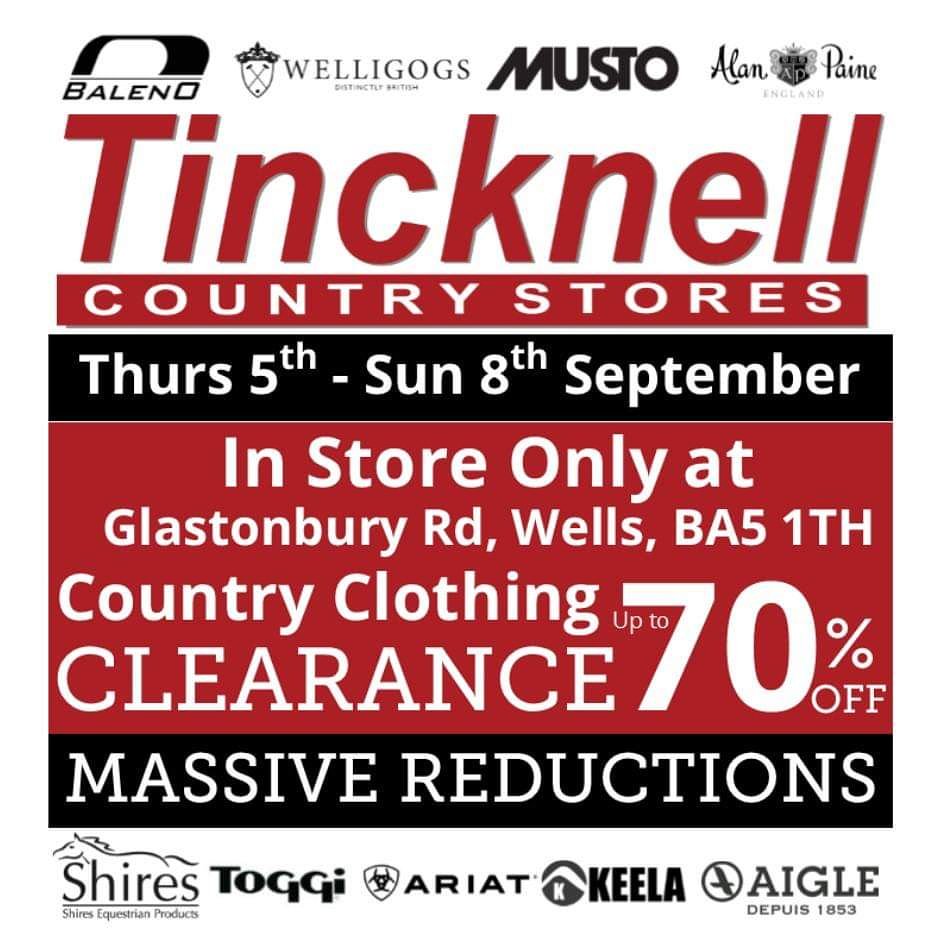 Visit our #Wells store from Thursday for our Country Clothing Clearance Event. Huge savings on big brands. Don't miss out on a bargain! #clothing #clearance #sale #countryclothing