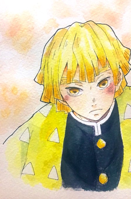 kou1125🦉(º ⌓º )さんがTwitterに投稿した我妻善逸(鬼滅の刃)のイラスト。