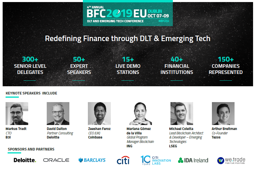 FinTechNetwork's tweet photo. Don’t forget to register for #BFCEU (Dublin, October 7-9) before this Friday to secure a €300 discount &amp; join Europe’s leading emerging tech for finance conference https://t.co/52PGNs3BBN https://t.co/Ay7mfwUo45