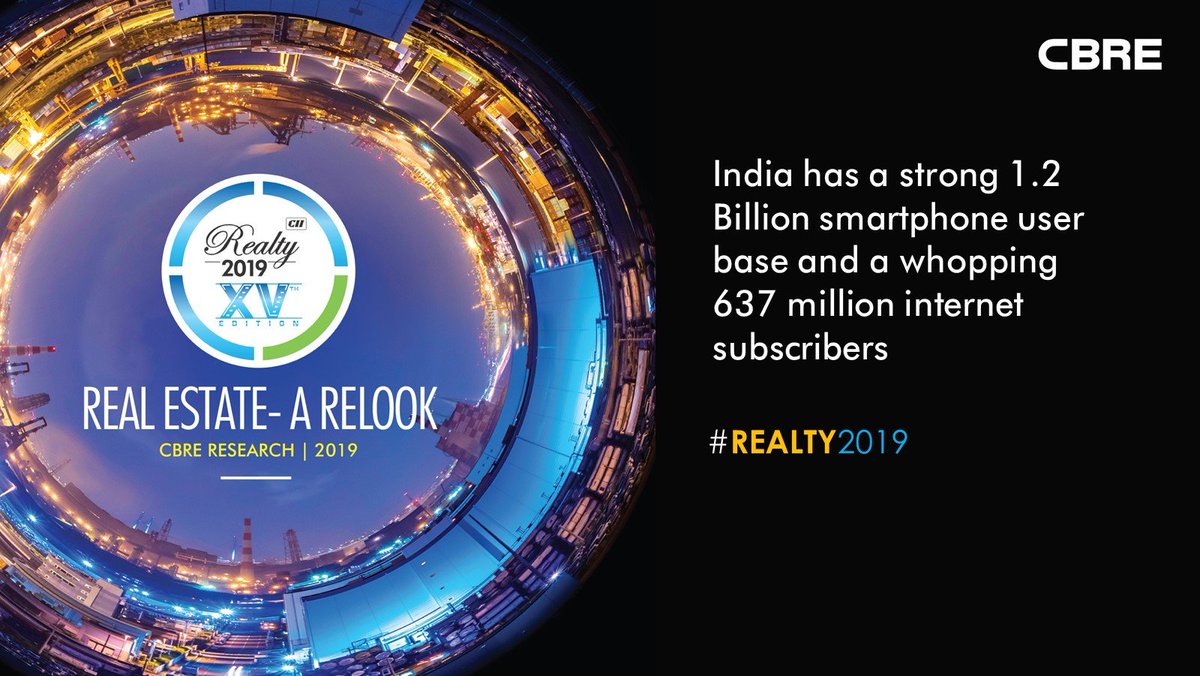 CBRE_India's tweet photo. Having the second largest #smartphone user and #internet base is transforming #India as the fastest #digitising economy in the world
#CIIRealty2019 @FollowCII #CIIXCBRE https://t.co/eBYcY6iUOQ