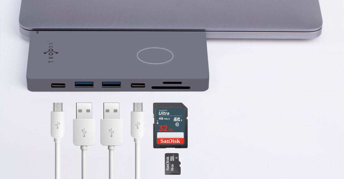 Troossinc's tweet photo. Trooss plugs immediately into your MacBook with the 2 built-in USB-C connectors to supply a whole suite of seven ports. 😎👌
#trooss #usb #usbc #wireless #wirelesscharger #gadget #gadgets #innovative https://t.co/Mp8oqtplth