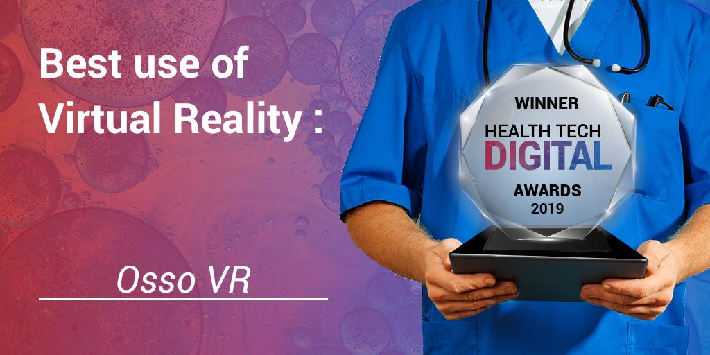 HTDigitalhealth's tweet photo. Health Tech Digital Awards 2019: The winning technology solution for the Best use of Virtual Reality goes to: Osso VR - Congratulations! @Osso_VR , Osso VR https://t.co/4T8QAiA6Rz