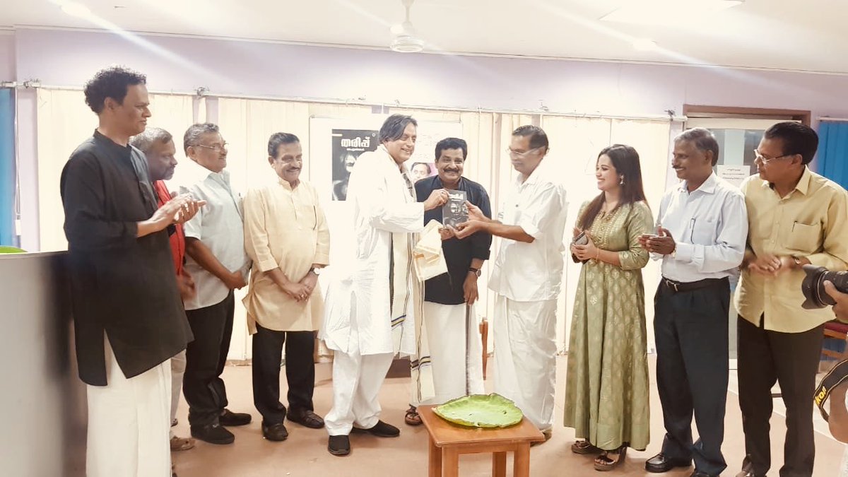 ShashiTharoor's tweet photo. Genuinely pleased to release a remarkable Malayalam novel, “Tharippu “, by scientist AchyutShankar, that brings alive Travancore history in the 1830s, as a young boy discovers the magic of Western science &amp; experiences the possibilities &amp; betrayals of British colonialism. Superb! https://t.co/71b1LVMlaO