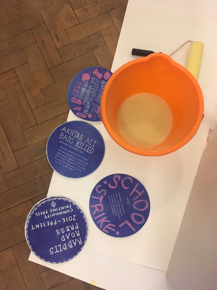 daikonzine's tweet photo. Thanks to everyone who came to our Memorialising Alternative Histories workshop yday!

Had a great time making alternative blue plaques drawing on the #ActivatingNewham talks programme &amp; learning to wheatpaste together 💛

Will be on the lookout for fly-posters around Newham 👀👀 https://t.co/34ZWrkAHhV
