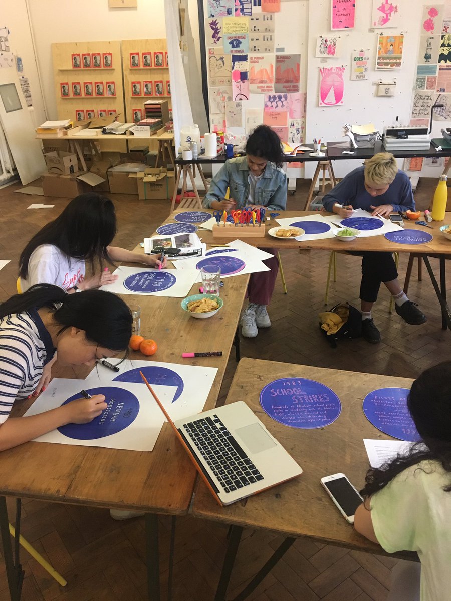 daikonzine's tweet photo. Thanks to everyone who came to our Memorialising Alternative Histories workshop yday!

Had a great time making alternative blue plaques drawing on the #ActivatingNewham talks programme &amp; learning to wheatpaste together 💛

Will be on the lookout for fly-posters around Newham 👀👀 https://t.co/34ZWrkAHhV