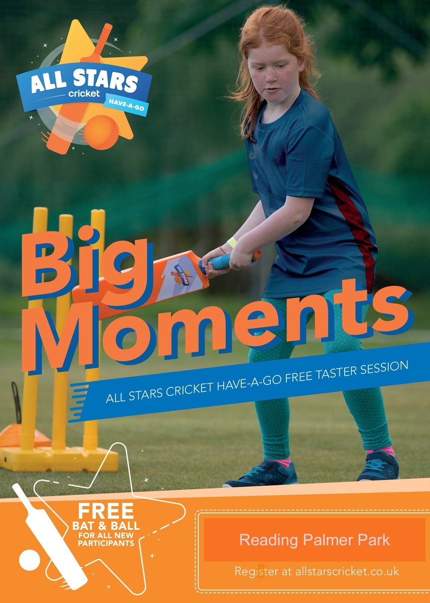 BerksCricketFdn's tweet photo. 🏏On the 9th Sept we are running an All Stars Have a Go session in Reading Palmer Park🏏  🌟Free session for any children who want to attend🌟 #bigmoments #cricket19
Sign up at: https://t.co/3f3GBaQmve https://t.co/dsPUAhv8wE