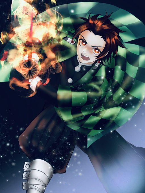 ちだまさんがTwitterに投稿した竈門炭治郎(鬼滅の刃)のイラスト。