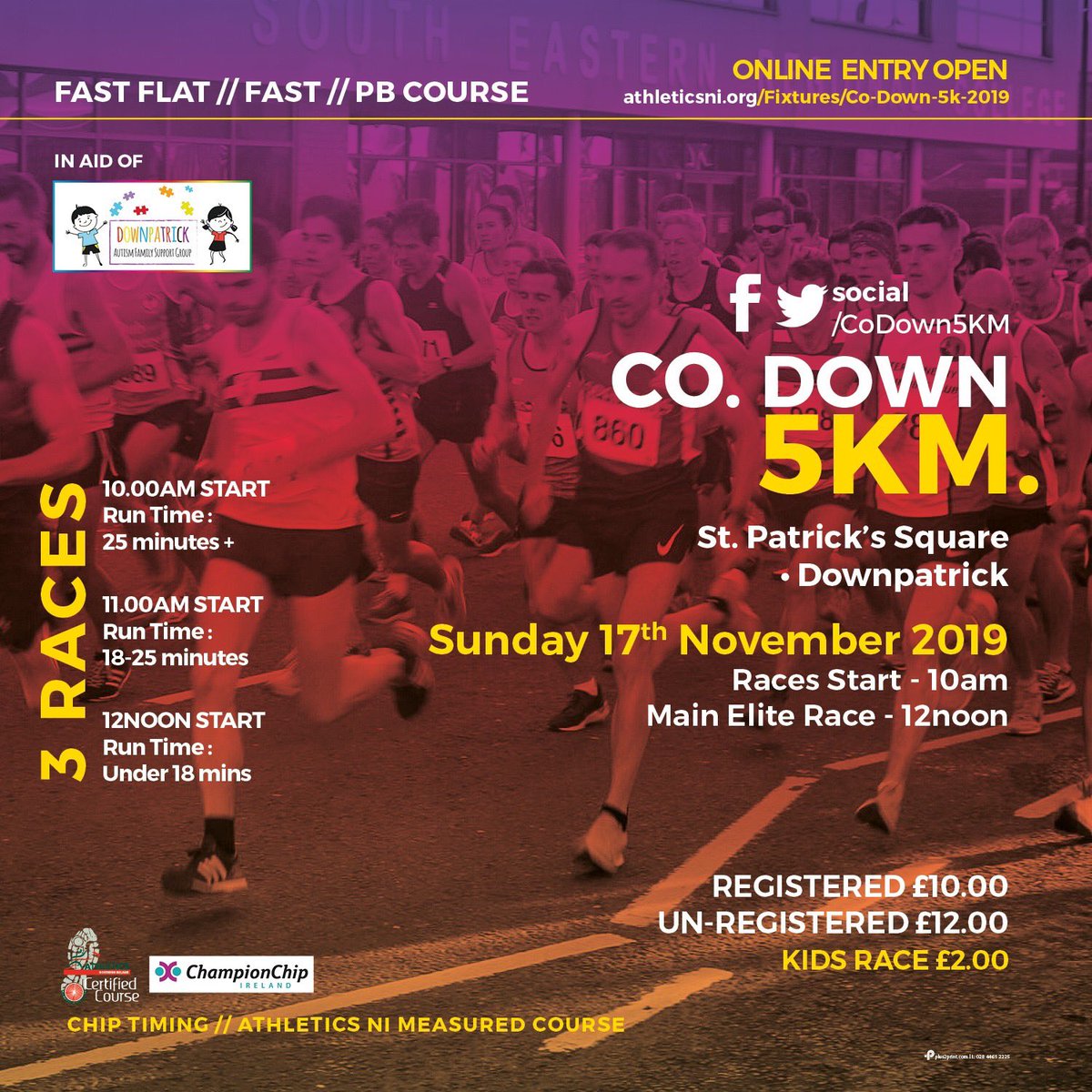 Co_Down_5km's tweet photo. Excited that our chosen charity for this years @Co_Down_5km is @downpatrickautism a local charity doing amazing things...please note new cheaper price entry with improvements...chipped timed/measured course #runners #first #fast #flat #pbcourse #welisten https://t.co/KlrQsZ4XSv