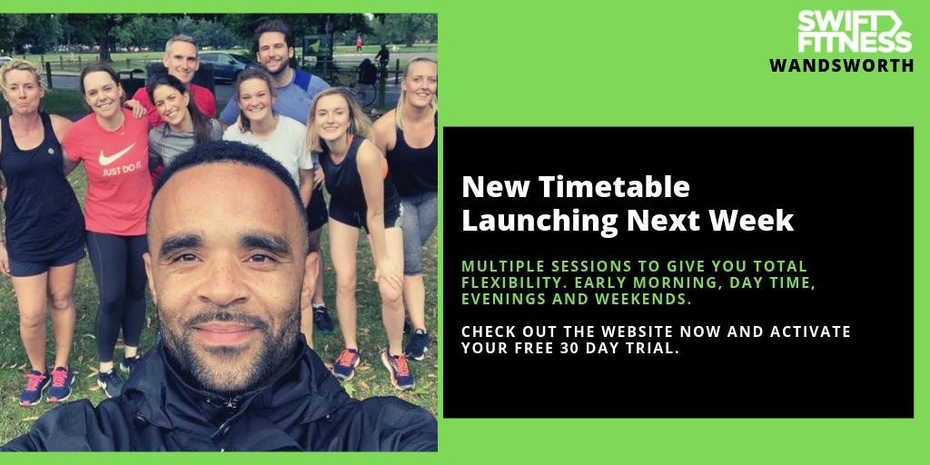 ALERT📢

Swift Wandsworth is releasing a new timetable next week Sep 9th. We're adding 4 new classes every week giving you even more flexibility. 

The new additions are every Tue/Thu 930 &amp; Wed/Fri 630am.  

Activate your FREE 30 day Trial. 
swiftfitnessgroup.co.uk/30-day-free-tr…
