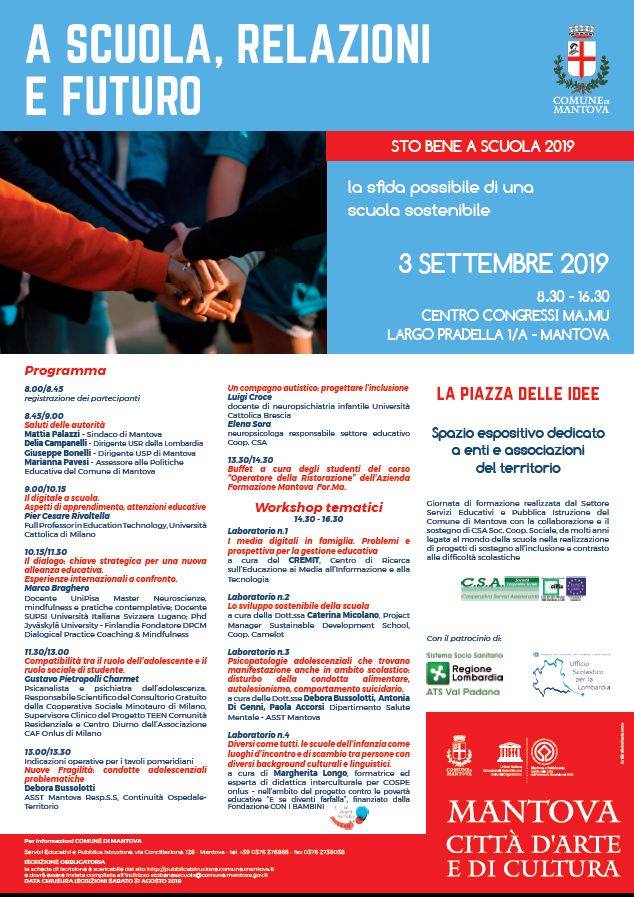 Oggi portiamo la @SDGs_school
al Convegno A SCUOLA, RELAZIONI E FUTURO organizzato dal #Comune di #Mantova servizi educativi e #pubblicaistruzione.
Con docenti, educatori e genitori progettiamo la scuola del presente. #sustainabledevelopmentschool 
#GlobalGoals #qualityeducation