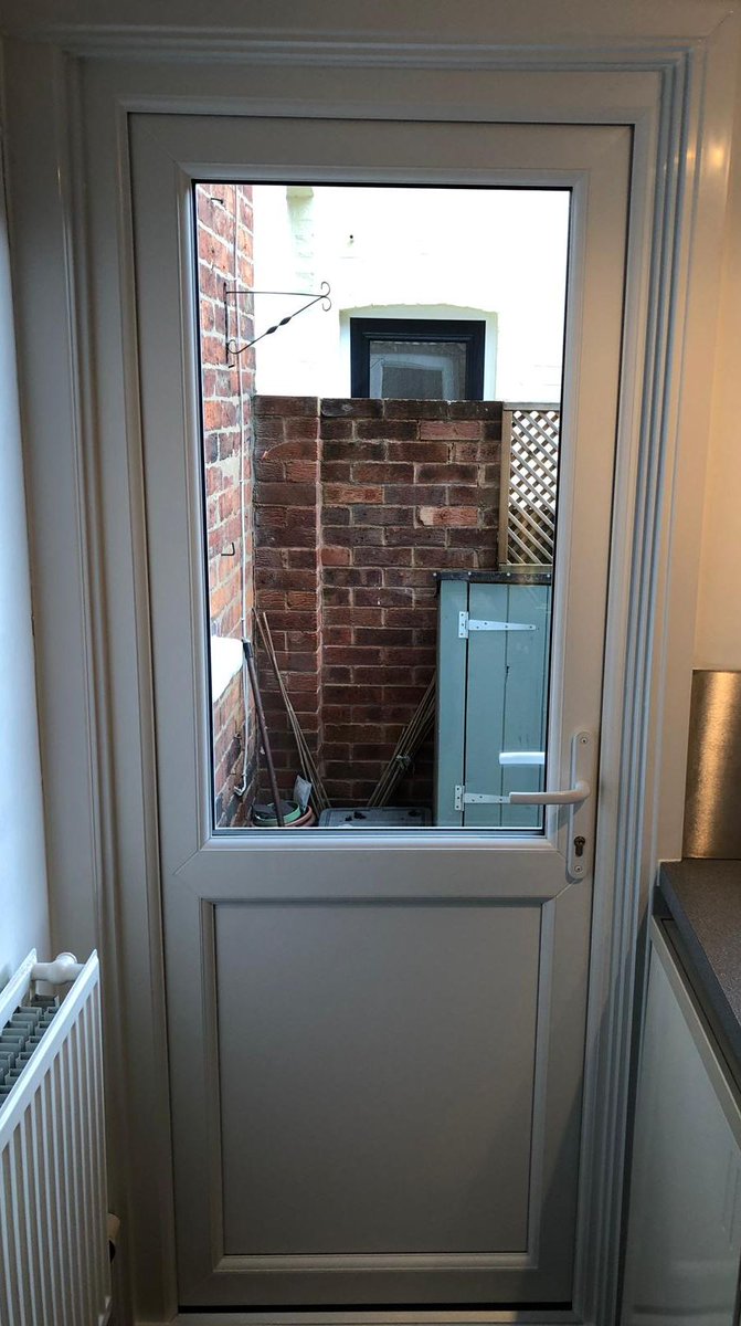 DistinguishedW's tweet image. A simple UPVC Flat Manor Panel Door makes all the difference creating light into a dark utility room ☀️