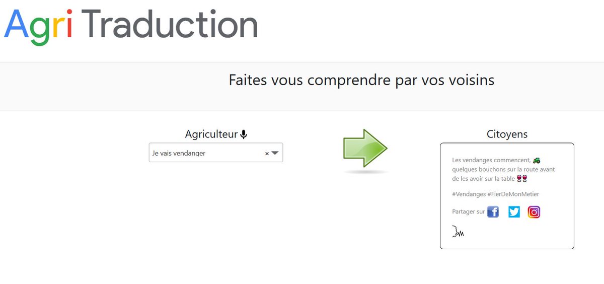 JulNivet's tweet photo. "Les #vendanges commencent,🚜quelques bouchons sur la route avant de les avoir sur la table🍷"
L'une des punchlines issues de @AgriTraduction, un outil en ligne pour faciliter les échanges des #agriculteurs avec les riverains. #ComPositive #FrAgTw 
https://t.co/QKSrahGq37 https://t.co/ObcajaolfE