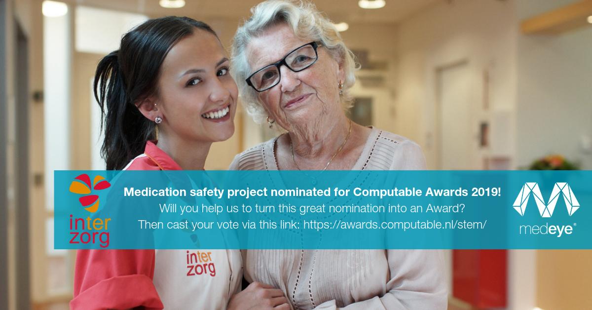 MedEyeNL's tweet photo. Medication safety project nominated for Computable Awards 2019! Will you help us to turn this great nomination into an Award? Cast your vote via this link: https://t.co/yHLFuHbrUe Read more: https://t.co/EAZ4AIXjTx #thankyou #whenyouwanttobesure @InterzorgNrdNed @WZA_Ziekenhuis https://t.co/qXLoJ9lM5y
