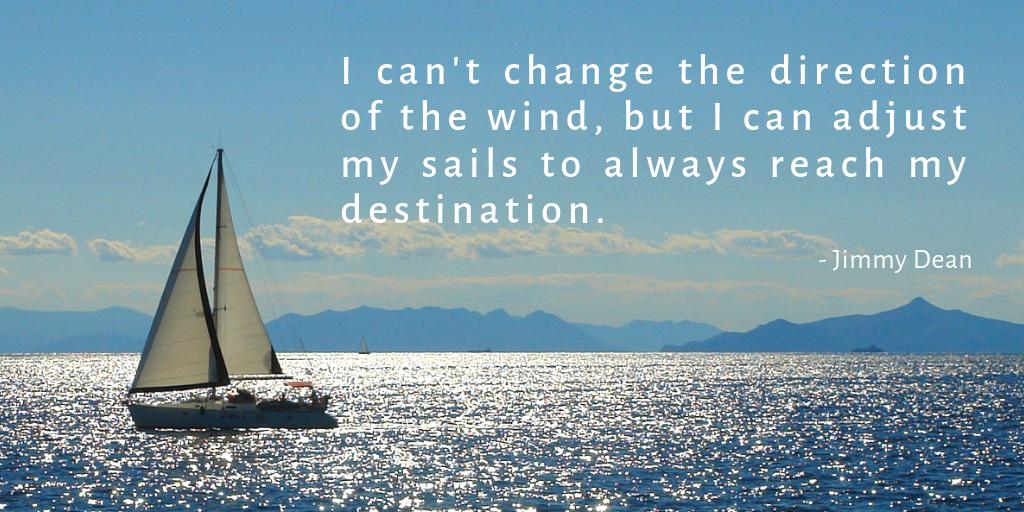 Shrinivas Dempo on X I cant change the direction of the wind but I can  adjust my sails to always reach my destination - Jimmy Dean JimmyDean  motivation inspiration commitment focus httpstcoXBdEtVkXAT