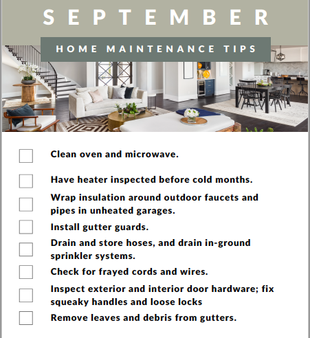 Hope everyone had a fantastic 3 day weekend! Here are a few Monthly maintenance tips to keep up on your real estate.

#boisereaeleste #idahohomes #idahorealestate #realtorlife  #realestatetips