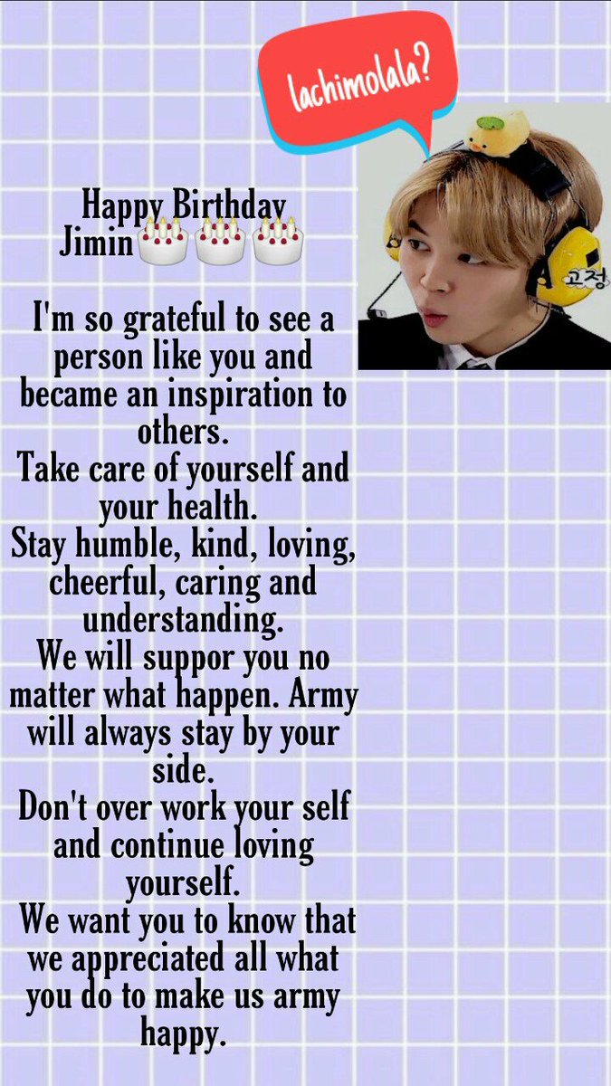 mrjlt_estpn's tweet photo. Advance Happy Birthday Jimin🎂🎂🎂

Keep always smiling don't mind other people what they're talking about you. The important thing is that we, all army are here to support and  protect you.

(Spread love to Jimin ❤❤❤)
#HappyBirthdayJimin
#JiminIsLifeGiveaway https://t.co/8EIT3t1muc