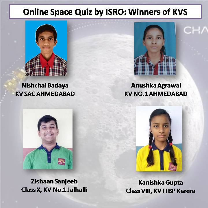 KVS_HQ's tweet photo. इसरो द्वारा कराए गये ऑनलाइन स्पेस क्विज के माध्यम से देश के विभिन्न केन्द्रीय विद्यालयों से 16 विद्यार्थियों का चयन हुआ है, जो 7 सितंबर को माननीय प्रधानमंत्री श्री @narendramodi के साथ #चंद्रयान-2 की लैंडिंग के ऐतिहासिक क्षणों के साक्षी बनेंगे।

#Chandrayaan2 https://t.co/ckt0urTFT0