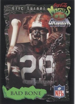 BuckeyesBrowns's tweet image. Looking up old @browns stuff, today.  Was reminded of @CocaCola #MonstersoftheGridiron back in the early 90s.  Googled up a picture of former #Browns S Eric Turner(R.I.P) as Bad Bone.  Turner was awesome, and he hit hard. #DawgPound #DawgCheck #Brownstown #ClevelandBrowns