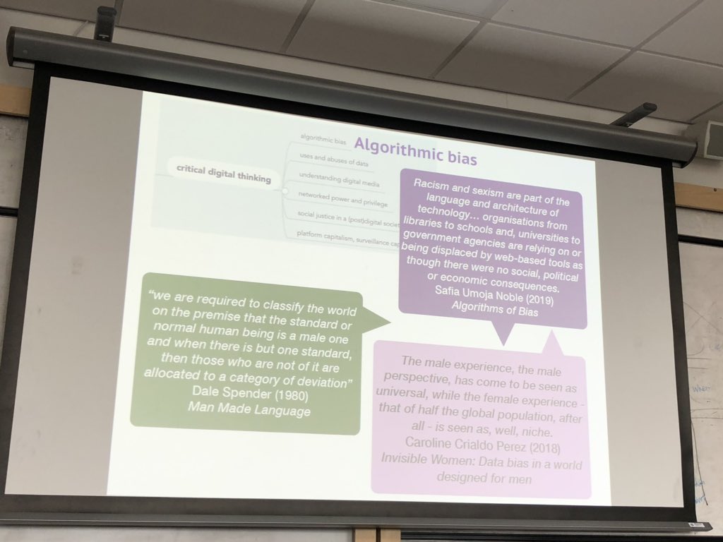 sarahknight's tweet image. Considering algorithmic bias from @helenbeetham #femedtech #altc