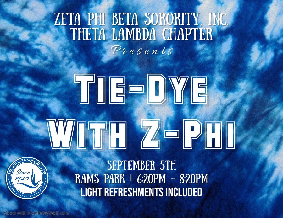 THURSDAY!!!!!!💙

Come out to our first program of the semester.. we’ll be Tye-Dying. 

We’ll provide shirts.. if you want to bring something else, you can do that too 😉

TELL YOUR FRIENDS!