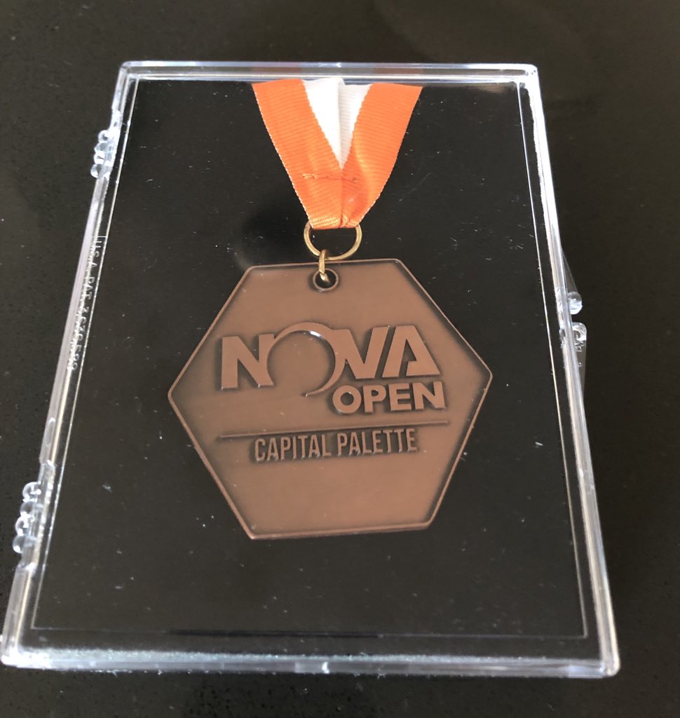 Jeffrey_Egan's tweet photo. Back from #NOVA2019 today. I had a great time catching up with friends and getting my teeth kicked in on the tables. On the plus side, I won a Bronze metal in the Masterclass tier of the Capital Palette Painting Competition for an Orruk Warboss that I painted a few years ago! https://t.co/Ztx4iTUhHG