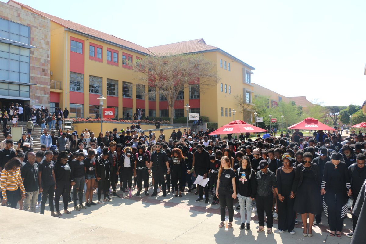 iiemsa_za's tweet photo. @iiemsa_za students and Academics gathered this afternoon in solidarity with Uyinene Mrwetyana's death. Condolences to her family. #RIPImbokodo #NotoGenderBasedViolence https://t.co/rYrE97EGet