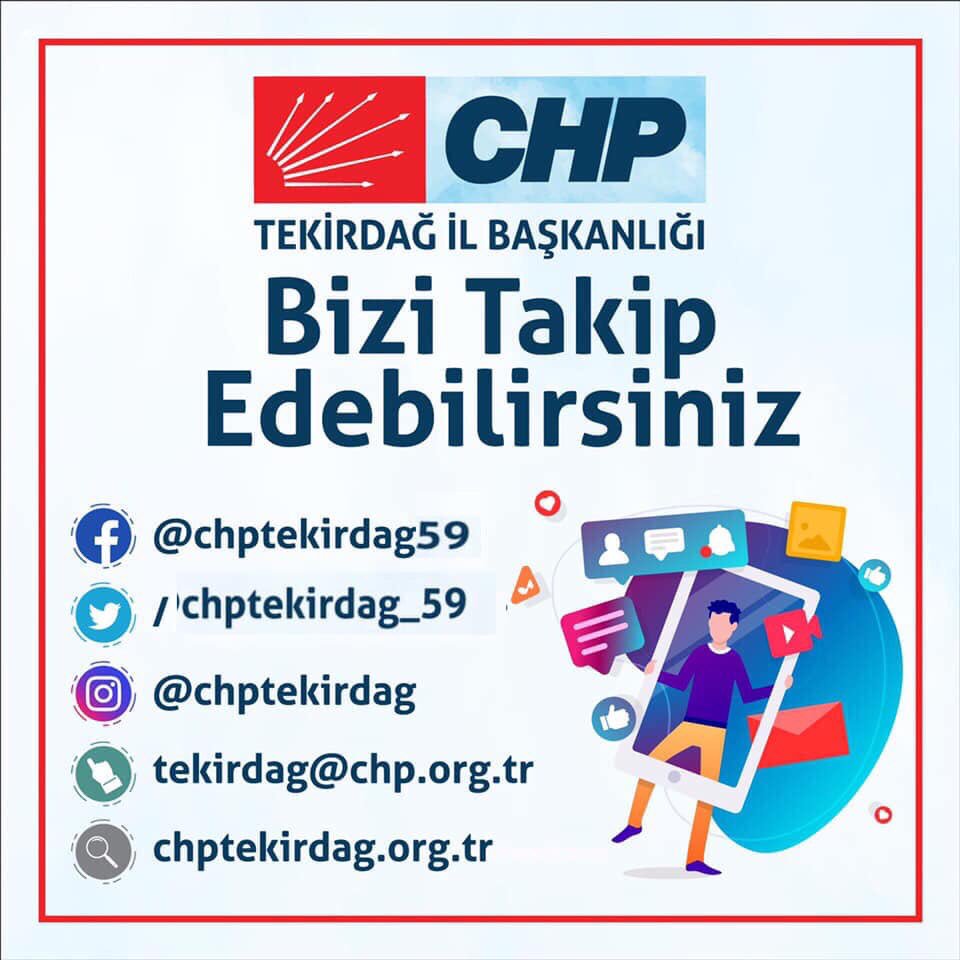 Sosyal Medya Hesaplarımızdan Bizi Takip Edebilirsiniz.Takipte Kalın❗️
#CHPTekirdağ #CHPTekirdağBilişim