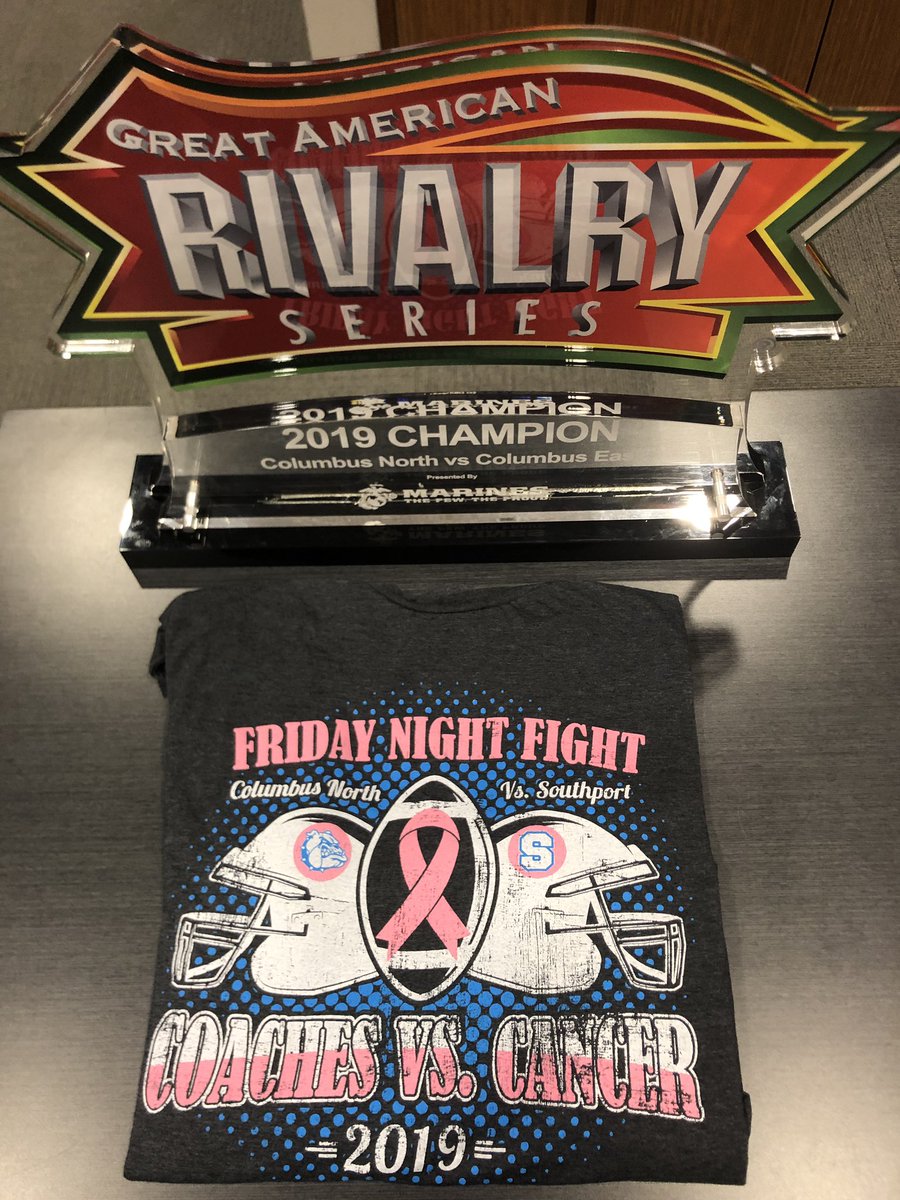 camwischmeyer's tweet photo. Bulldogs!!
Celebrate Friday’s win by stopping in at the Columbus North athletic office this week and purchasing a Coaches vs. Cancer t-shirt for our dogs first home game this year! They are super comfy and 100% of the proceeds go to the American Cancer Society. Only $10!!! https://t.co/9pz61kzT2W