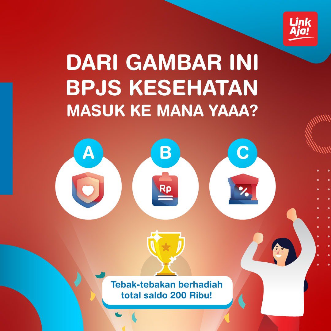 Mau saldo total 1 JUTA untuk 5 orang pemenang? Gampaaaang, kok! Caranya:
1. Follow akun media sosial <a href="/linkaja/">LinkAja</a>
2. Like postingan ini
3. Tebak ada di kategori mana fitur BPJS kesehatan berada?
4. Jawab sebanyak-banyaknya di kolom komentar
5. Tag 3 temen kamu! 

#PakeLinkAja