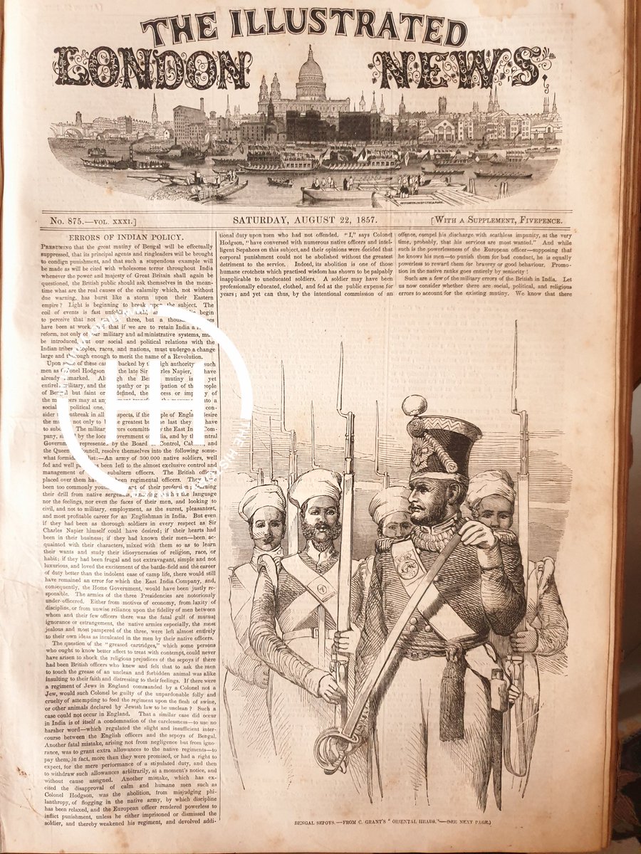 August 18 1857 Newspaper Front page Bengal Sepoy. Do you know history hunter owns every newspaper covering Revolt of 1857 starting from the telegraph till Bhadur Shah Arrest. #historyhunter @museumchd @katyalnikhil @iamrana @MinOfCultureGoI
