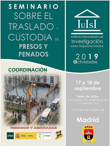 iuisi's tweet photo. El 17 y 18 de septiembre de 2019 en Madrid, "Seminario sobre el traslado y custodia de presos y penados"
Inscripción gratuita y más información en: https://t.co/nUyIbrH8q4
@guardiacivil https://t.co/vJMzuJQdwR