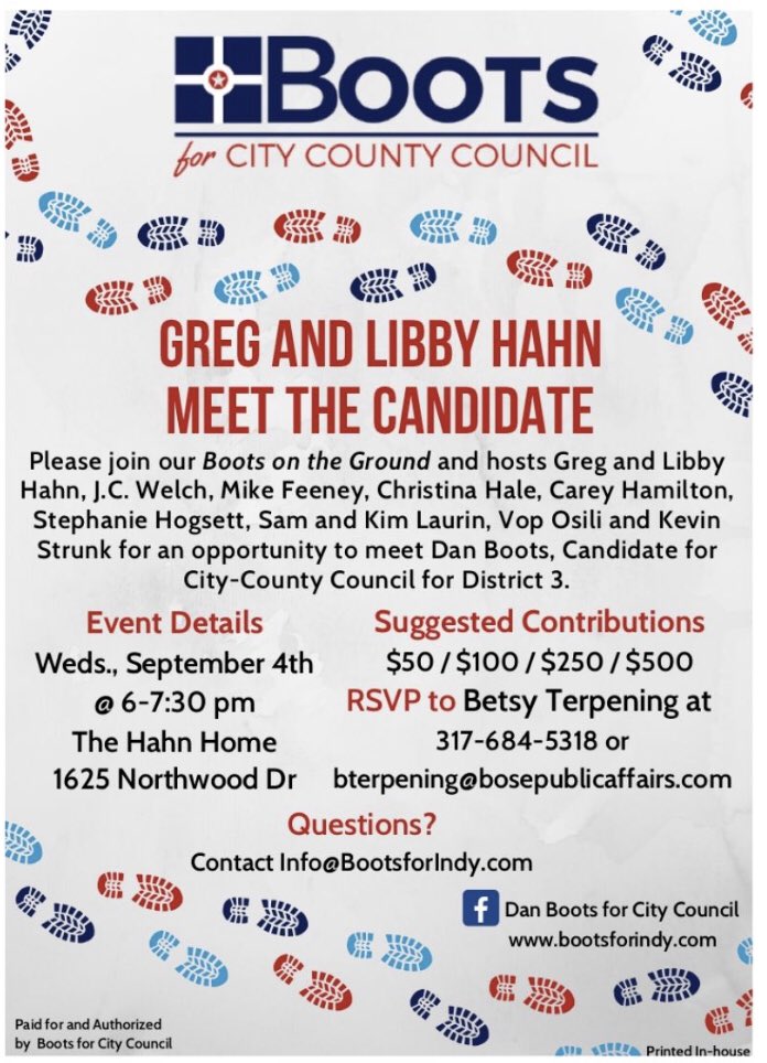 Join <a href="/BootsForIndy/">Dan Boots</a> Wednesday and support his campaign for city council!