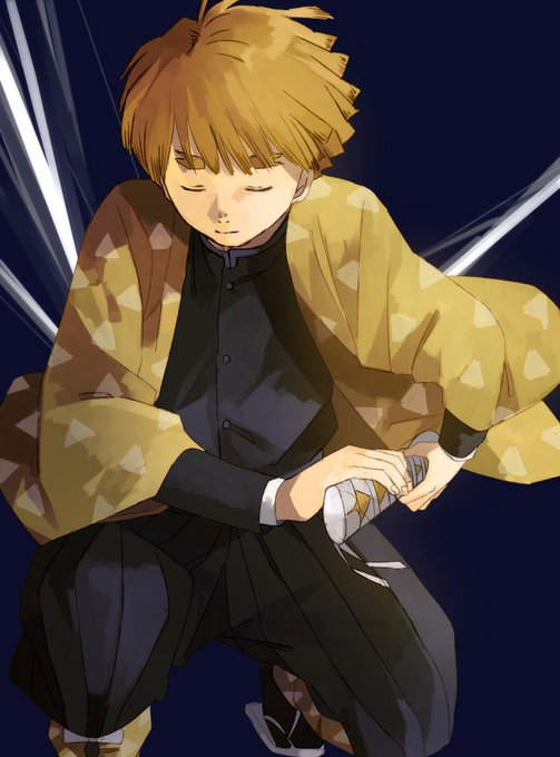 塩さんがTwitterに投稿した我妻善逸(鬼滅の刃)のイラスト。