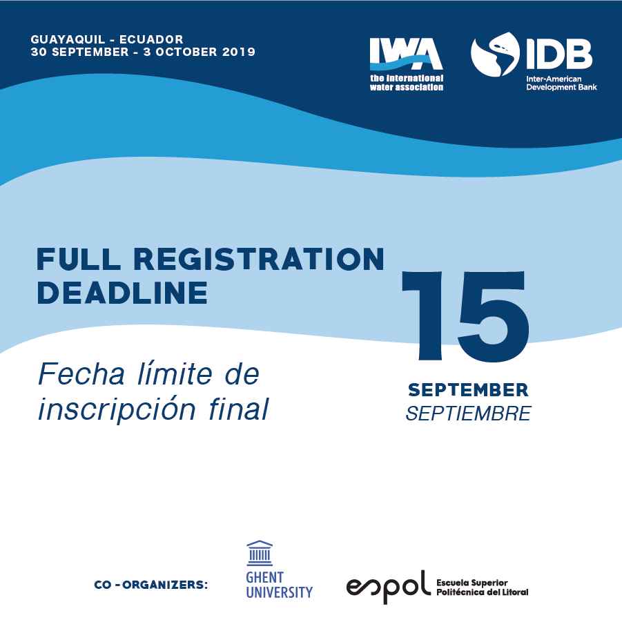 Centro de Agua y Desarrollo Sustentable (@cads_espol) on Twitter photo Do not miss the last chance to be part of the IWA IDB Innovation Conference on Sustainable Use of Water: #Cities, #Agriculture and #Industries. FULL REGISTRATION DEADLINE!! Check out our website globalsustainablewater.org <a href="/IWA_SWS/">IWASustainability</a> <a href="/IWAHQ/">International Water Association</a> <a href="/BIDagua/">Beiba Idagua</a> Do not miss the last chance to be part of the IWA IDB Innovation Conference on Sustainable Use of Water: #Cities, #Agriculture and #Industries. FULL REGISTRATION DEADLINE!! Check out our website globalsustainablewater.org <a href="/IWA_SWS/">IWASustainability</a> <a href="/IWAHQ/">International Water Association</a> <a href="/BIDagua/">Beiba Idagua</a>