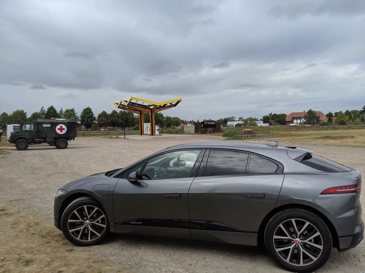 electricfelix's tweet photo. Dit is @Fastned Wittstock! Fully operational, but there is 'no road' leading there yet. Nothing the 4x4 I-Pace can't handle of course! #alwaysbecharging #highspeed #berlinhamburg #elektropower #hpc #fastned #wittstock https://t.co/bogDZmSJvW